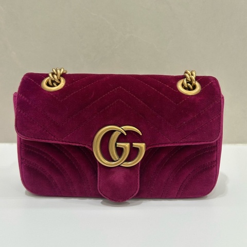 【95新✨全網最低價】Gucci古馳Marmont26 黑色絲絨鏈條包