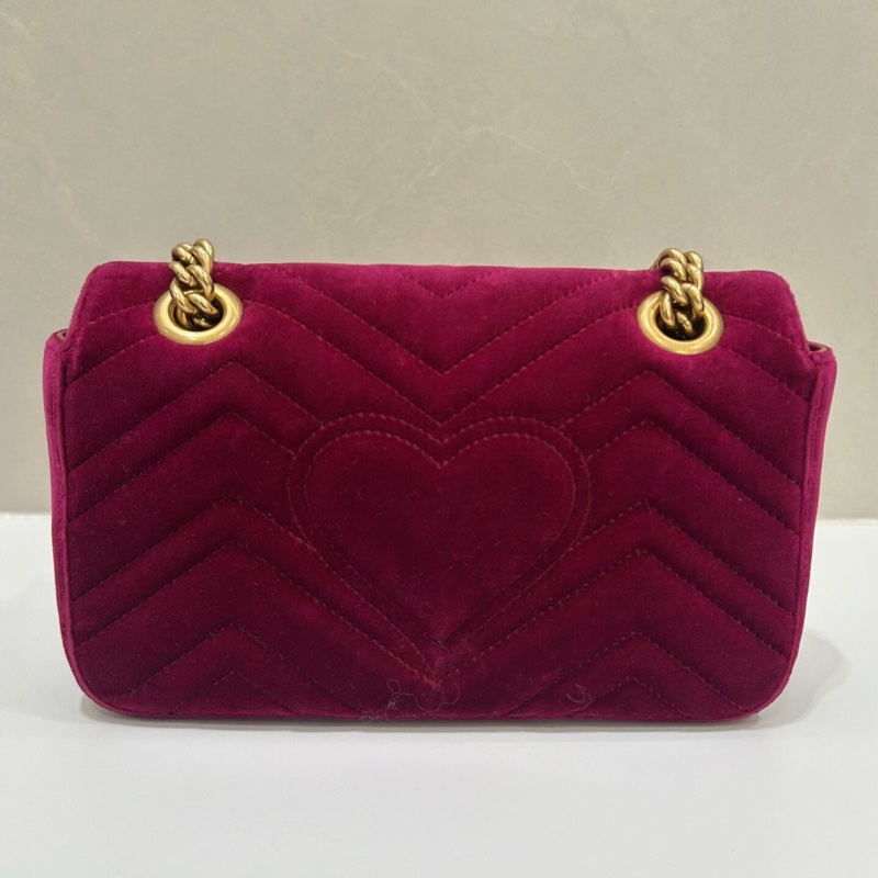 【95新✨全網最低價】Gucci古馳Marmont26 黑色絲絨鏈條包-1