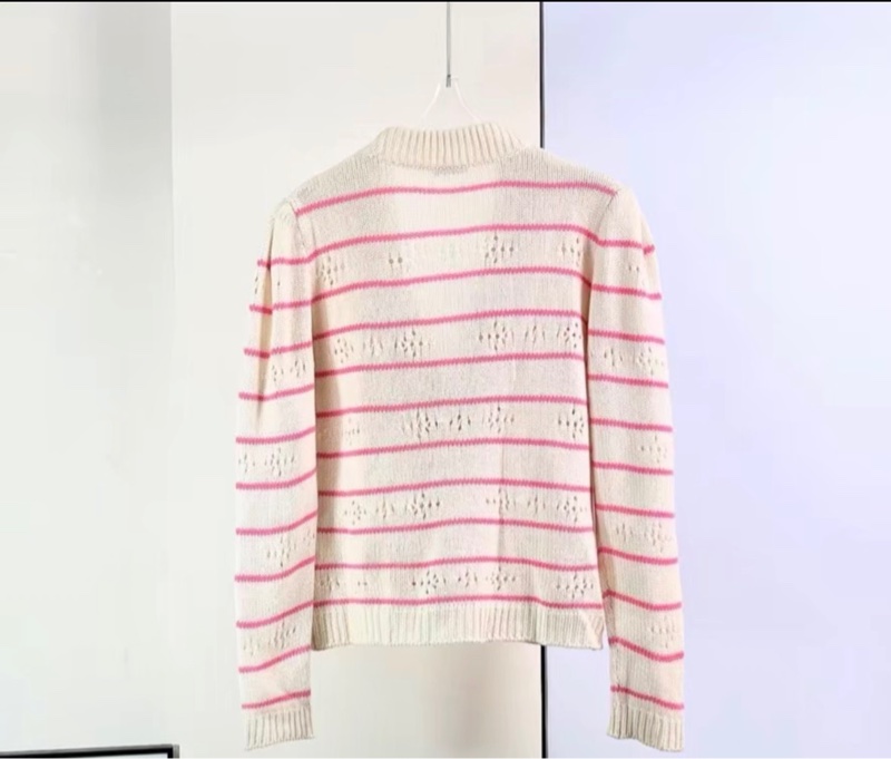 MIU MIU  粉白間條毛衣開衫-1