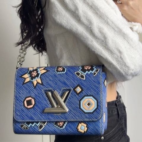 【95%新✨獨特個性✨全網最低價】LV限量款藍色水波紋塗鴉Twist 鏈條包