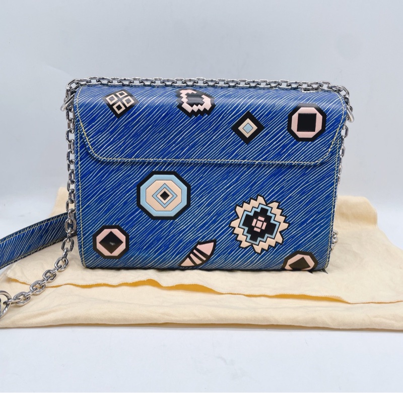 【95%新✨獨特個性✨全網最低價】LV限量款藍色水波紋塗鴉Twist 鏈條包-4