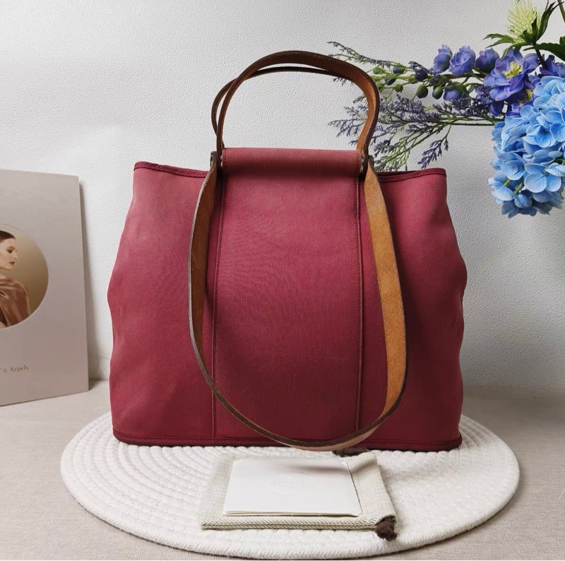 HERMES 手提包Cabag 9T Capucine火焰紅 帆布-0
