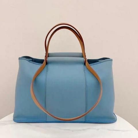 Hermes Cabag藍色帆布手提單肩包