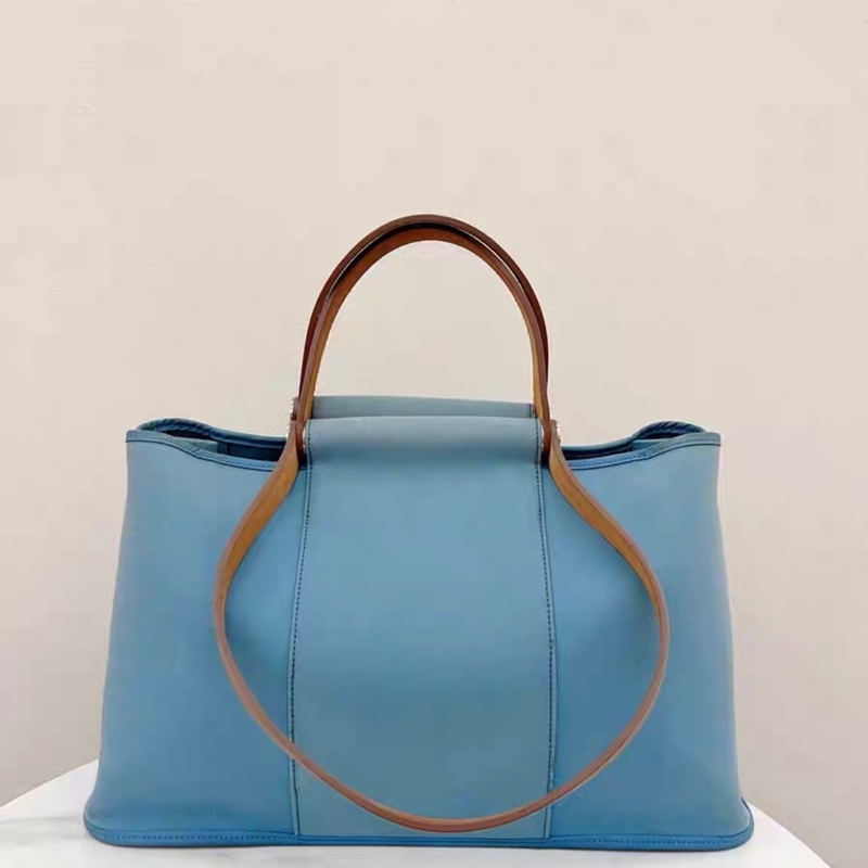 Hermes Cabag藍色帆布手提單肩包-7