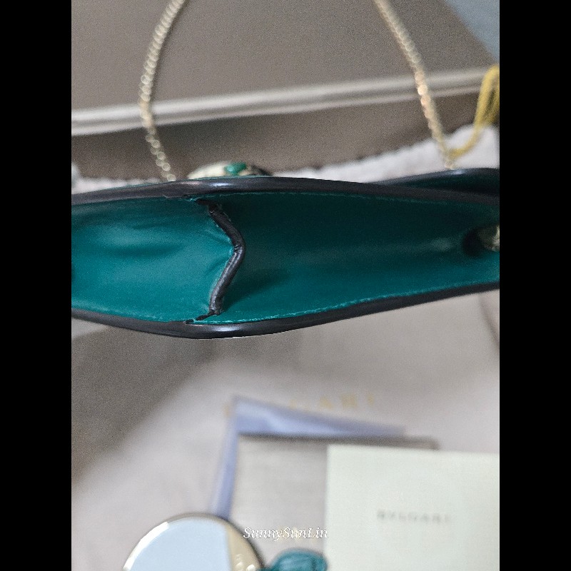 Bvlgari 寶格麗 經典祖母綠金鍊蛇頭包-13