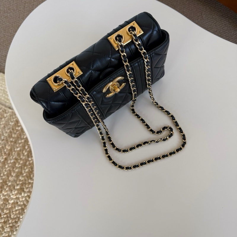 Chanel 黑金雙鏈盒子包-2