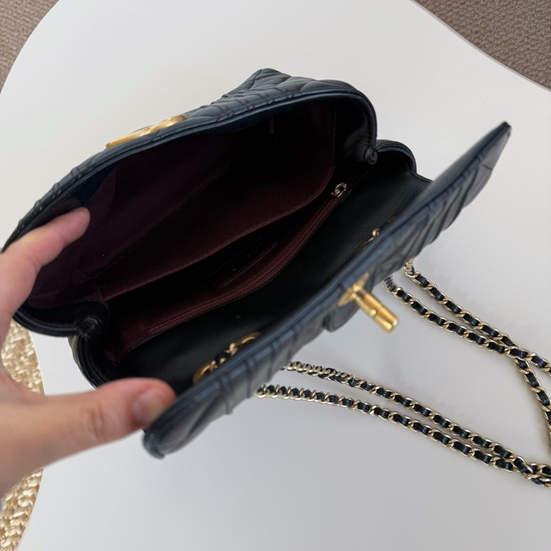 Chanel 黑金雙鏈盒子包-9