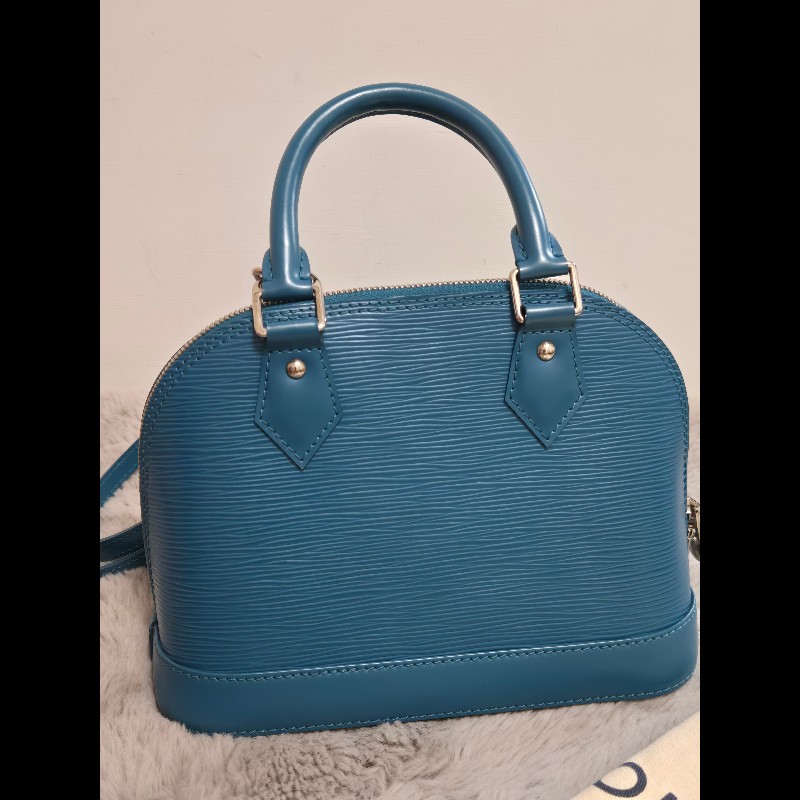 LV Alma BB Epi 牛皮水波紋 孔雀藍（綠）色 貝殼包 手提包肩背包斜背包-9