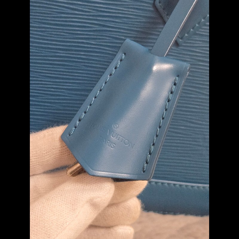 LV Alma BB Epi 牛皮水波紋 孔雀藍（綠）色 貝殼包 手提包肩背包斜背包-13