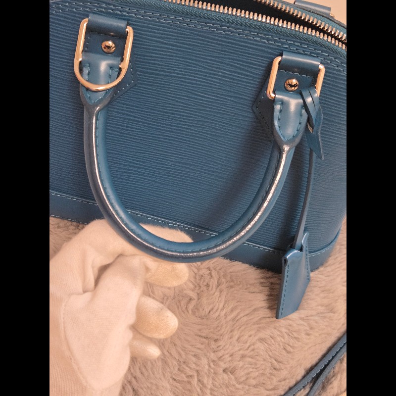 LV Alma BB Epi 牛皮水波紋 孔雀藍（綠）色 貝殼包 手提包肩背包斜背包-25