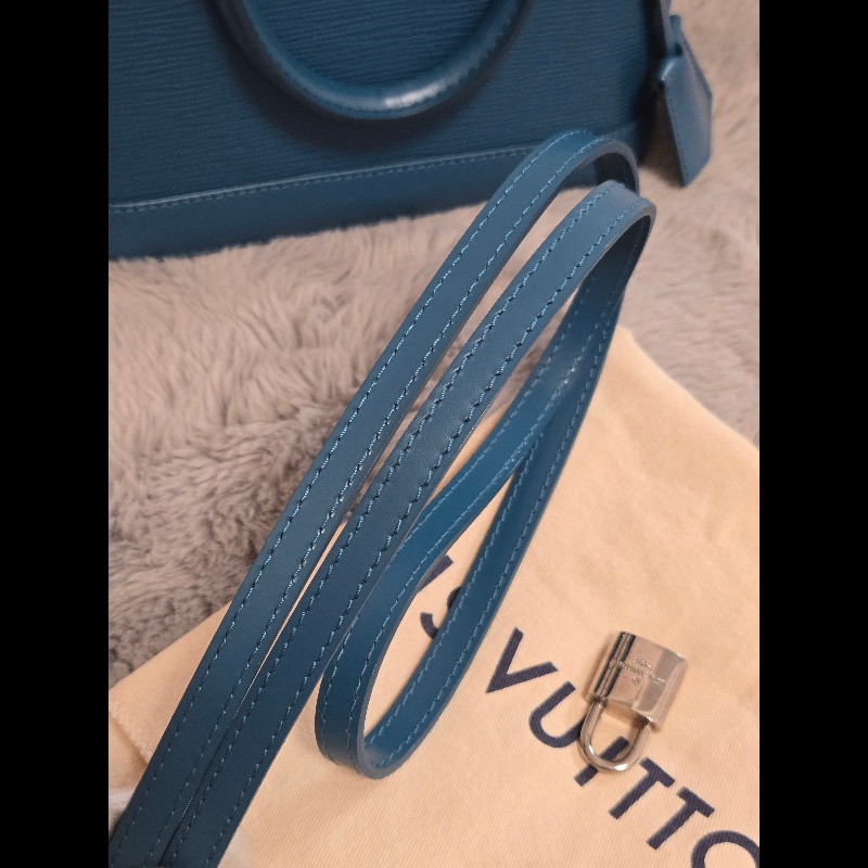 LV Alma BB Epi 牛皮水波紋 孔雀藍（綠）色 貝殼包 手提包肩背包斜背包-28