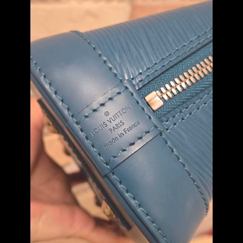 LV Louis Vuitton 路易威登 Alma BB Epi 牛皮水波紋 孔雀藍(綠)色 貝殼包 手提包肩背包斜背包-22