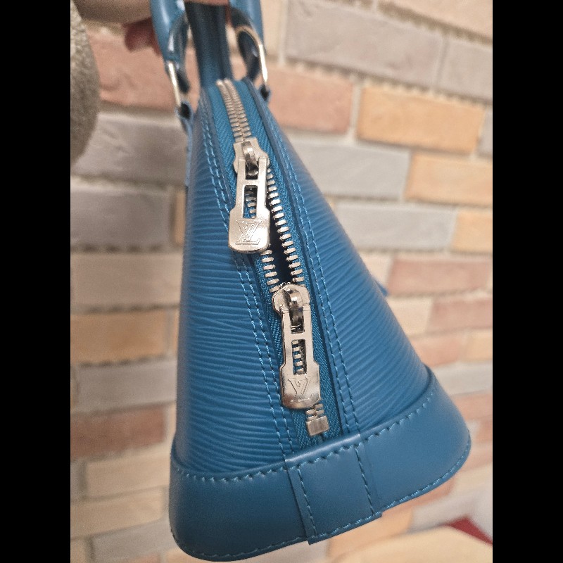 LV Louis Vuitton 路易威登 Alma BB Epi 牛皮水波紋 孔雀藍(綠)色 貝殼包 手提包肩背包斜背包-23