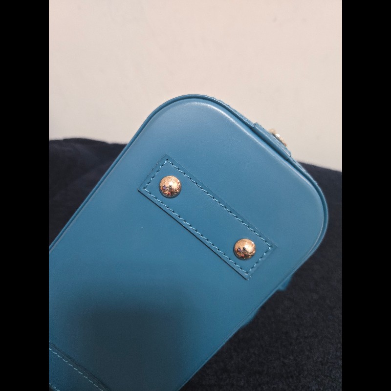 LV Louis Vuitton 路易威登 Alma BB Epi 牛皮水波紋 孔雀藍(綠)色 貝殼包 手提包肩背包斜背包-36