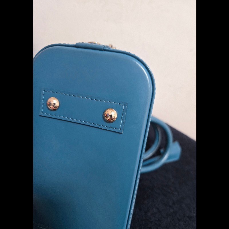 LV Louis Vuitton 路易威登 Alma BB Epi 牛皮水波紋 孔雀藍(綠)色 貝殼包 手提包肩背包斜背包-38