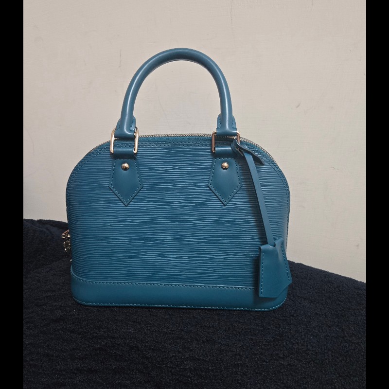 LV Louis Vuitton 路易威登 Alma BB Epi 牛皮水波紋 孔雀藍(綠)色 貝殼包 手提包肩背包斜背包-39