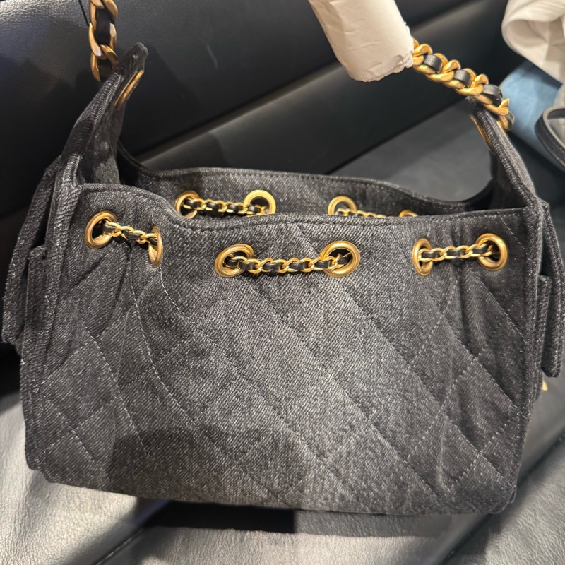 Chanel香奈兒26P黑色牛仔布25bagmini迷你-4