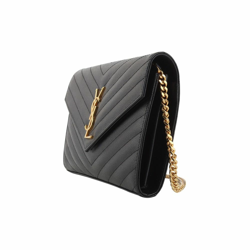 【包稅】SAINT LAURENT Grand Poudre Envelope Cassandra 馬特拉塞凸紋鏈條斜背包 34403-1