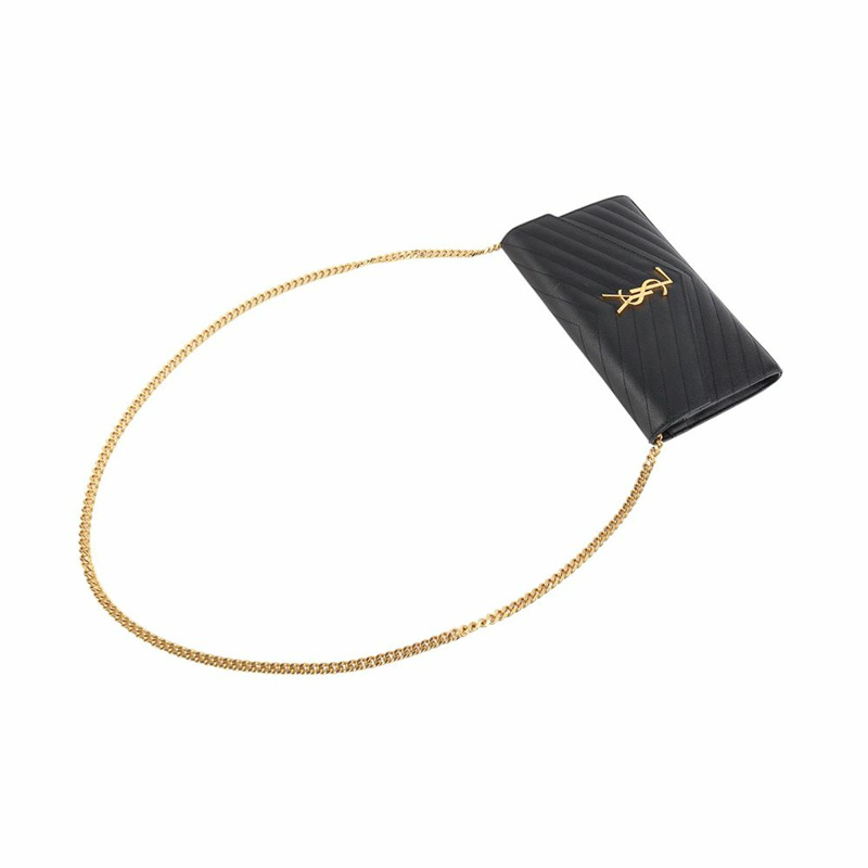 【包稅】SAINT LAURENT Grand Poudre Envelope Cassandra 馬特拉塞凸紋鏈條斜背包 34403-3
