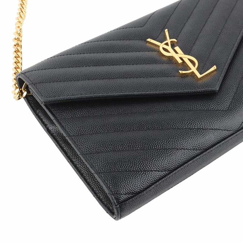 【包稅】SAINT LAURENT Grand Poudre Envelope Cassandra 馬特拉塞凸紋鏈條斜背包 34403-4