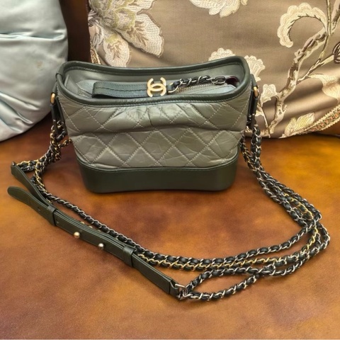 【90%新 ✨ 全網最低價！】Chanel 香奈兒 流浪包 小號 橄欖綠牛皮 金扣 成色好