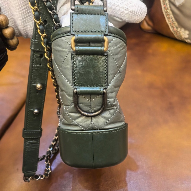 【90%新 ✨ 全網最低價！】Chanel 香奈兒 流浪包 小號 橄欖綠牛皮 金扣 成色好-4