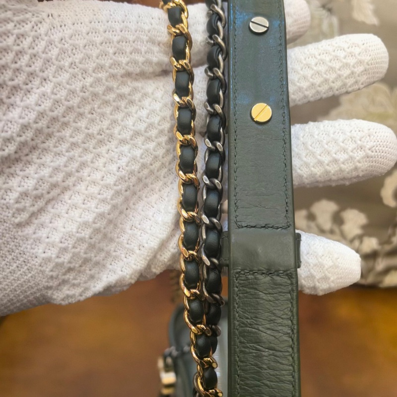 【90%新 ✨ 全網最低價！】Chanel 香奈兒 流浪包 小號 橄欖綠牛皮 金扣 成色好-6