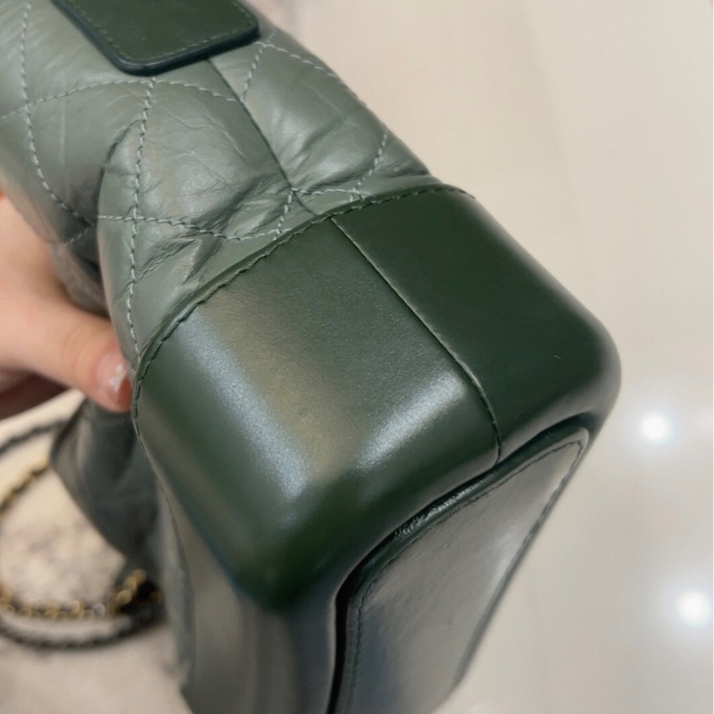 【90%新 ✨ 全網最低價！】Chanel 香奈兒 流浪包 小號 橄欖綠牛皮 金扣 成色好-8