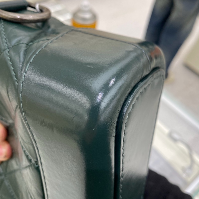 【92%新 ✨ 全網最低價！】稀有色 26開 Chanel 香奈兒 流浪包小號 墨綠金扣 牛皮-3