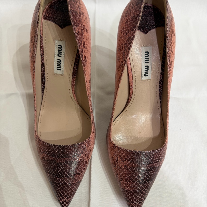 Miu Miu Pink Snakeskin Heels-0