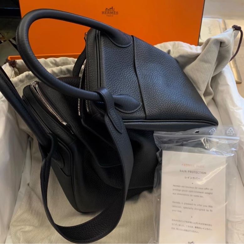 未使用品 Hermes Lindy30 黑銀 TC皮 z刻-4
