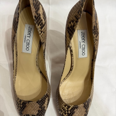 Jimmy Choo Python Peep-Toe Heels