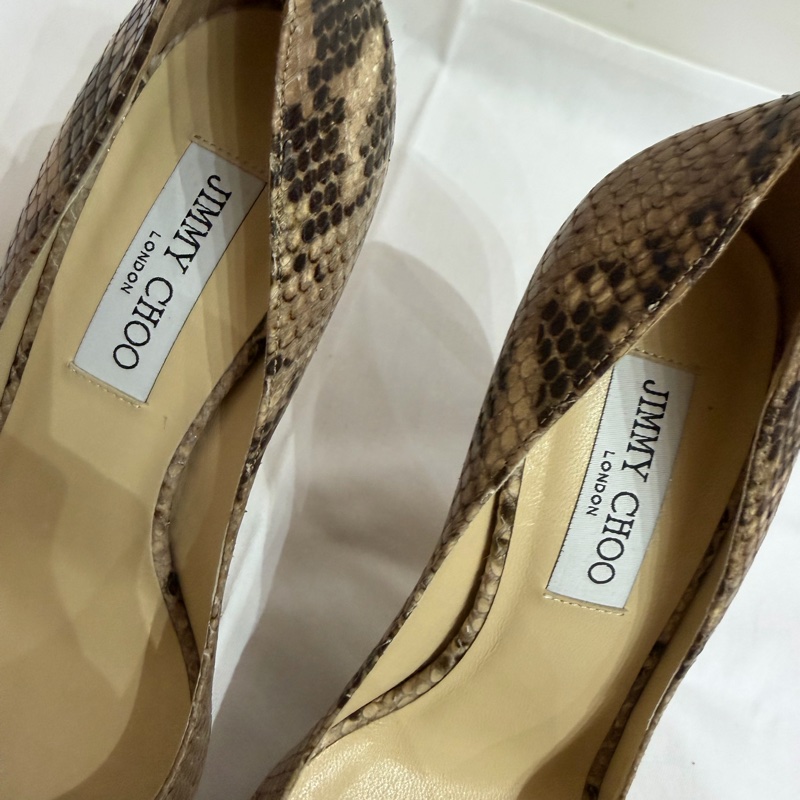 Jimmy Choo Python Peep-Toe Heels-1