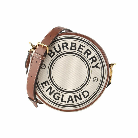 【包稅】BURBERRY Louis Canvas Logo 圓形鈴鼓斜背包 34422-3