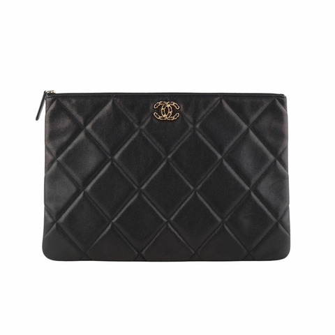 【包稅】CHANEL 19 Nineteen 羊皮口袋手拿包 大號 34432-3