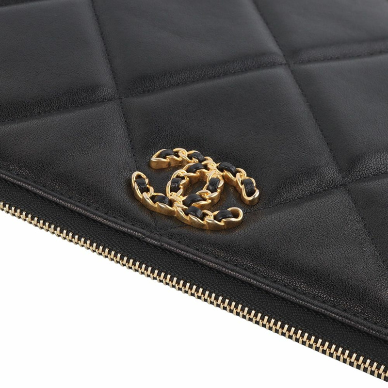 【包稅】CHANEL 19 Nineteen 羊皮口袋手拿包 大號 34432-3-3