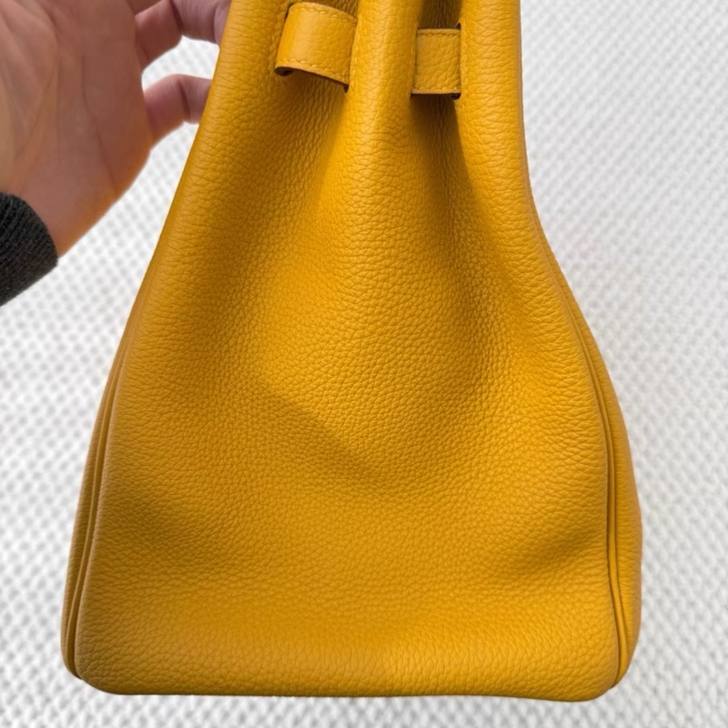愛馬仕 birkin35琥珀黃銀扣togo皮 A刻 全新閒置 附件塵袋雨衣-3