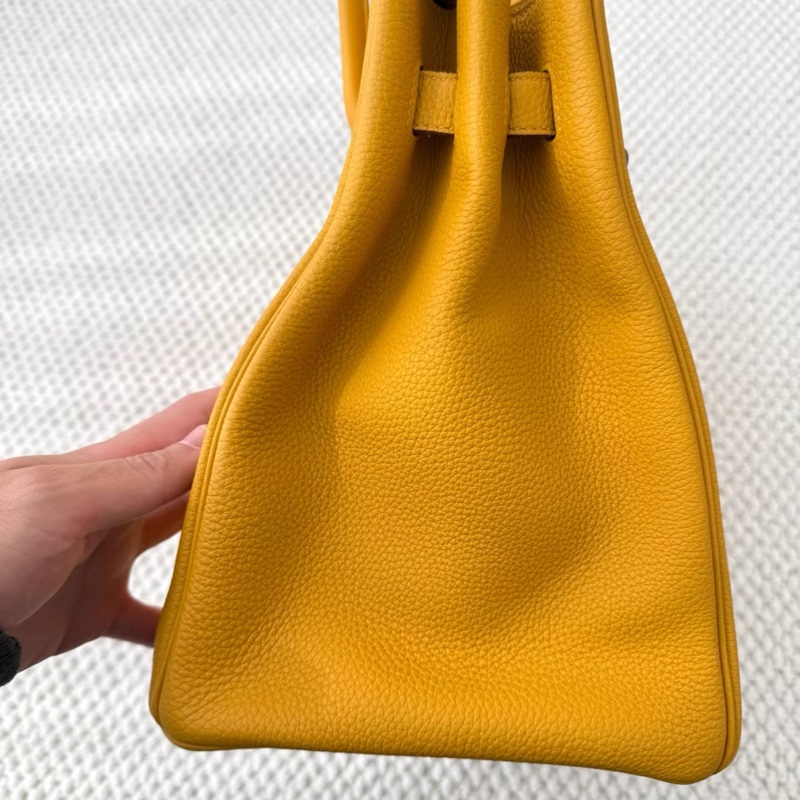 愛馬仕 birkin35琥珀黃銀扣togo皮 A刻 全新閒置 附件塵袋雨衣-5