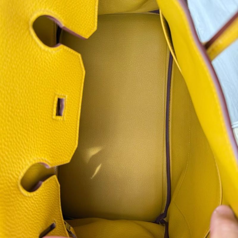 愛馬仕 birkin35琥珀黃銀扣togo皮 A刻 全新閒置 附件塵袋雨衣-6