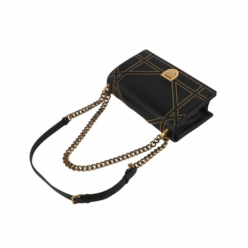【包稅】DIOR 中型 Diorama 鏈條翻蓋單肩包，帶鉚釘 34475--3