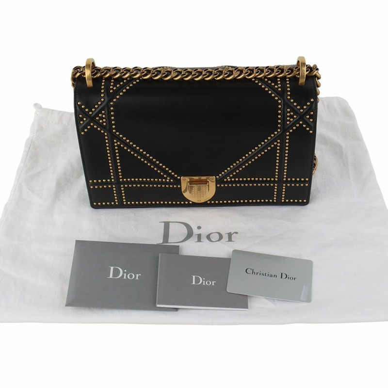 【包稅】DIOR 中型 Diorama 鏈條翻蓋單肩包，帶鉚釘 34475--7