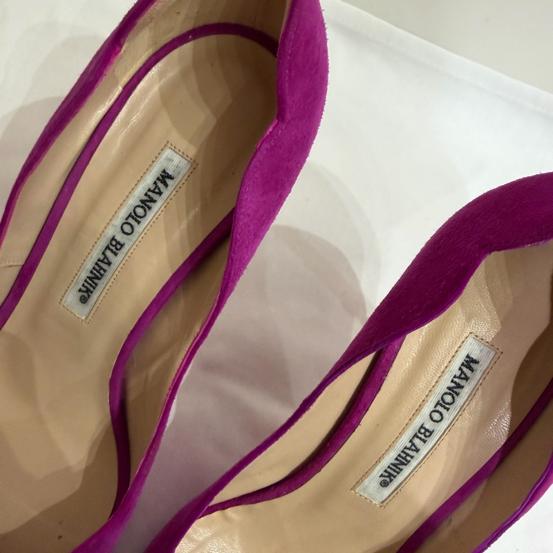 Manolo Blahnik Fuchsia Peep-Toe Heels-2