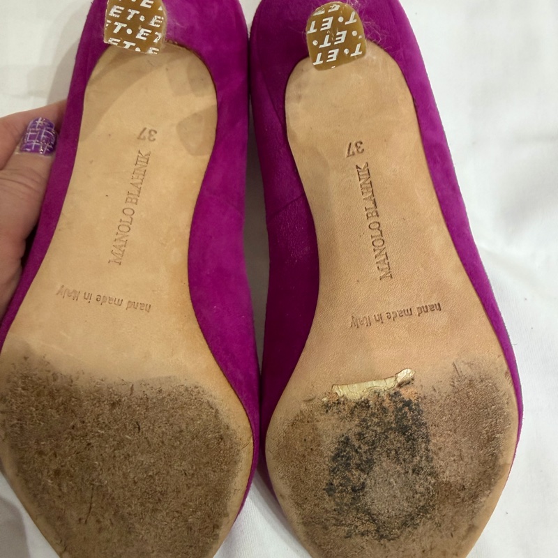 Manolo Blahnik Fuchsia Peep-Toe Heels-3