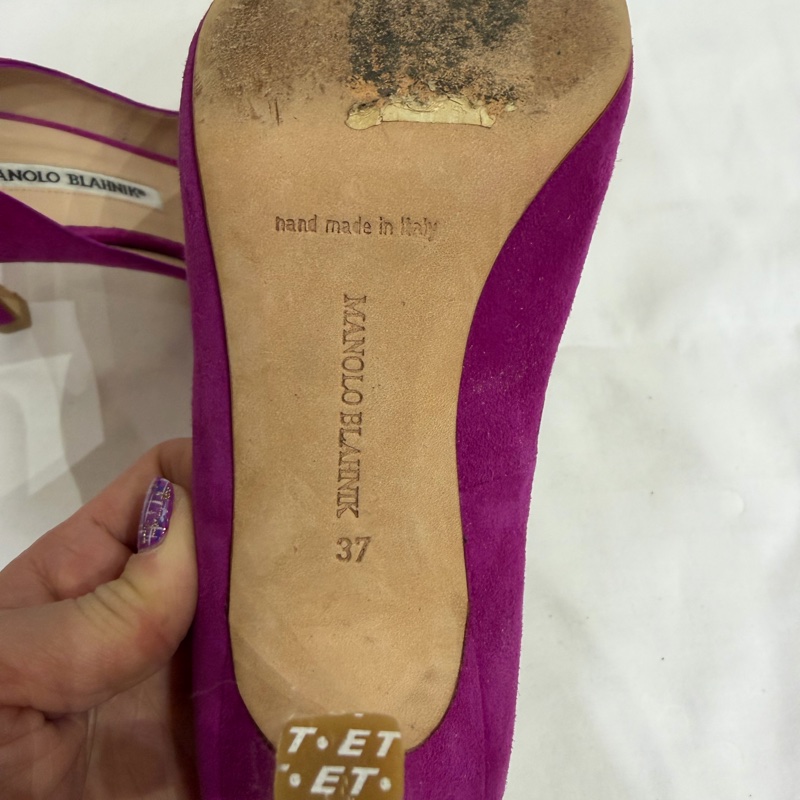 Manolo Blahnik Fuchsia Peep-Toe Heels-5