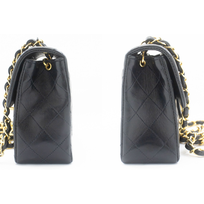 【日本直送】香奈兒迷你方形小鏈條肩背包/斜背包，黑色羊羔絨-4