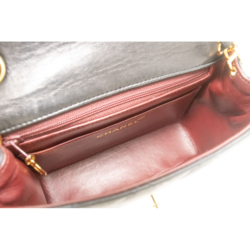 【日本直送】香奈兒迷你方形小鏈條肩背包/斜背包，黑色羊羔絨-9