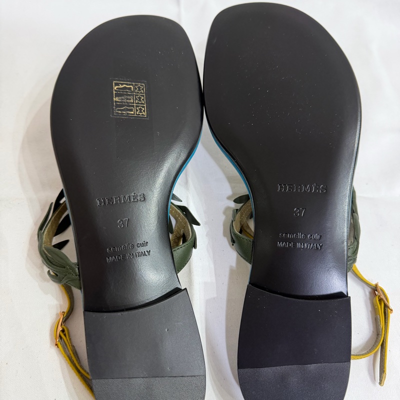 Hermès olive leaves Sandals-4