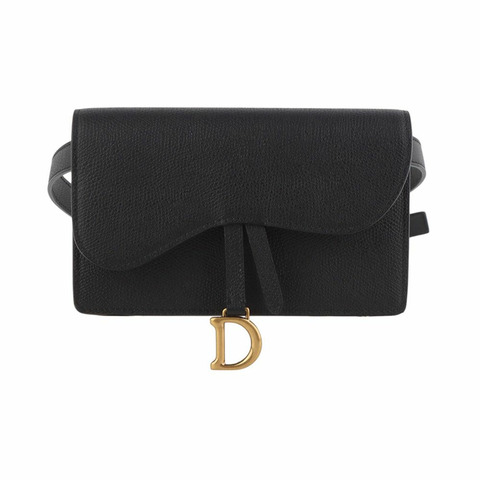 【包稅】DIOR 黑色皮革馬鞍腰包 S5619CCEH
