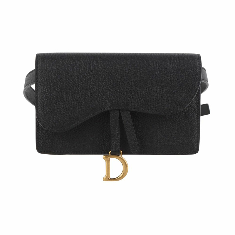 【包稅】DIOR 黑色皮革馬鞍腰包 S5619CCEH-0