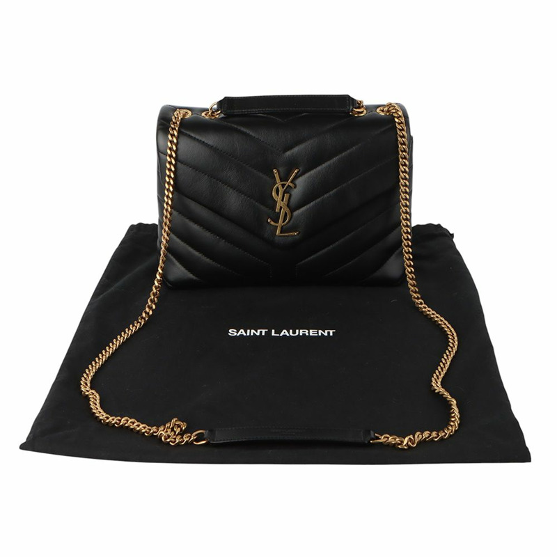 【包稅】SAINT LAURENT Monogram Matelassé Loulou 小號金色斜背包 494699-7